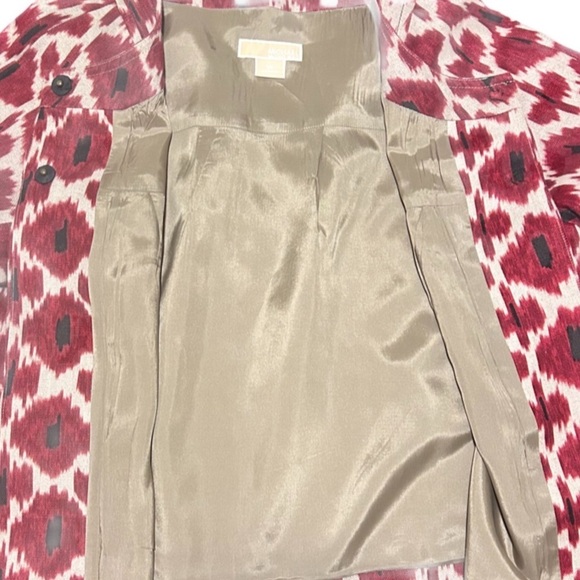 Michael Kors Red, Tan and Black 100% Linen Cropped Jacket Blazer Womens Size 1X - Picture 3 of 5